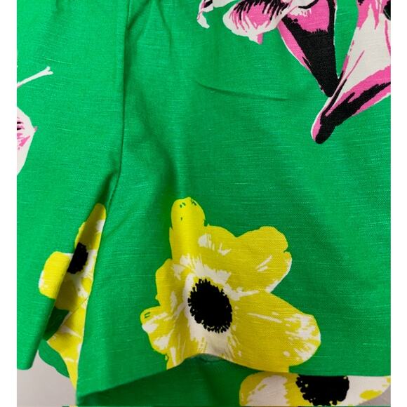 J. Crew Green Floral Shorts Pockets Woman Size 0 Beach Vacation Resort Cruise - Picture 4 of 9